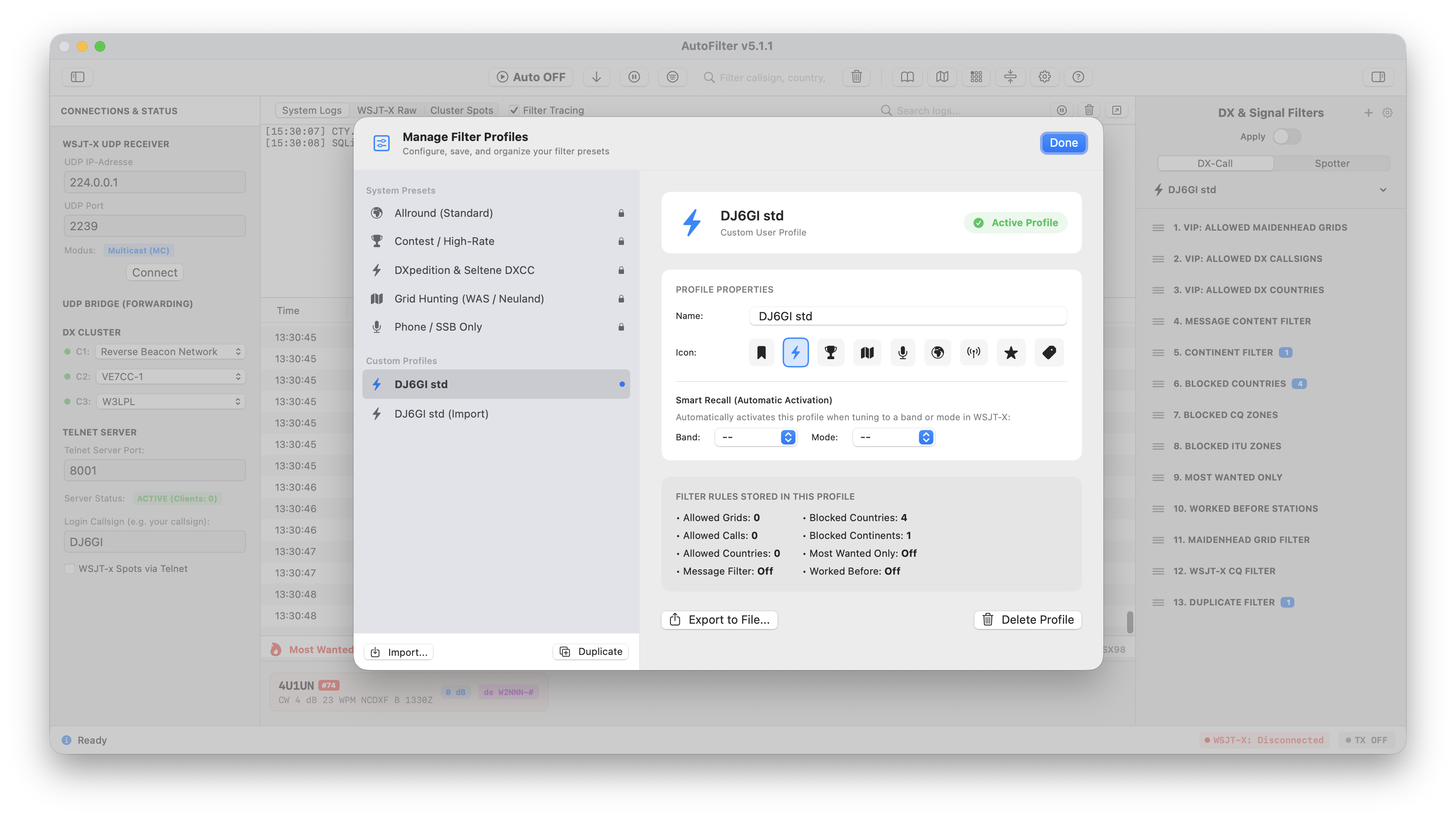 AutoFilter Filter-Profile & Preset Manager Screenshot