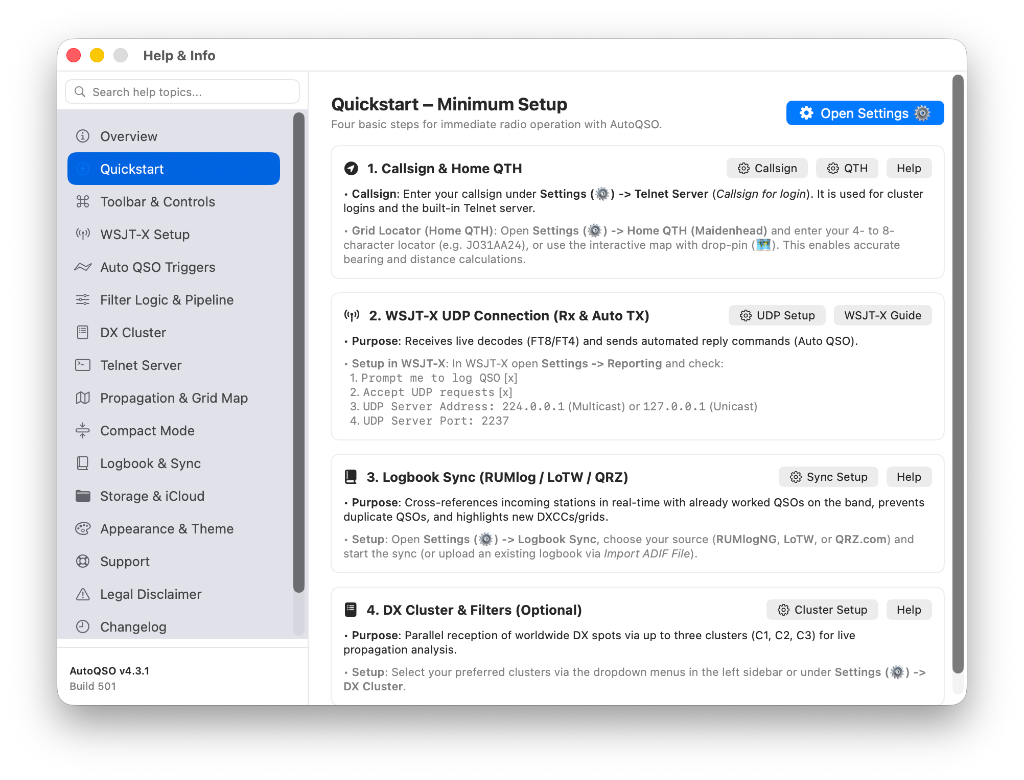 AutoQSO Hilfe Screenshot
